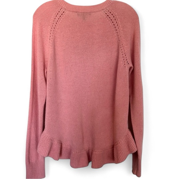 Ann Taylor Dusty Rose Wool & Cashmere Ruffled Sweater-Size L - Picture 4 of 10